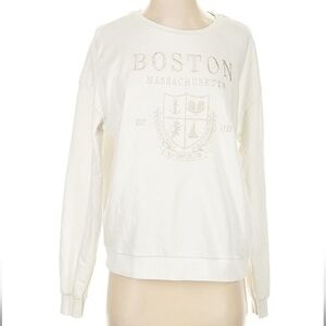 GB Fashion London White Boston Massachusetts Women's Sweatshirt Size SMALL